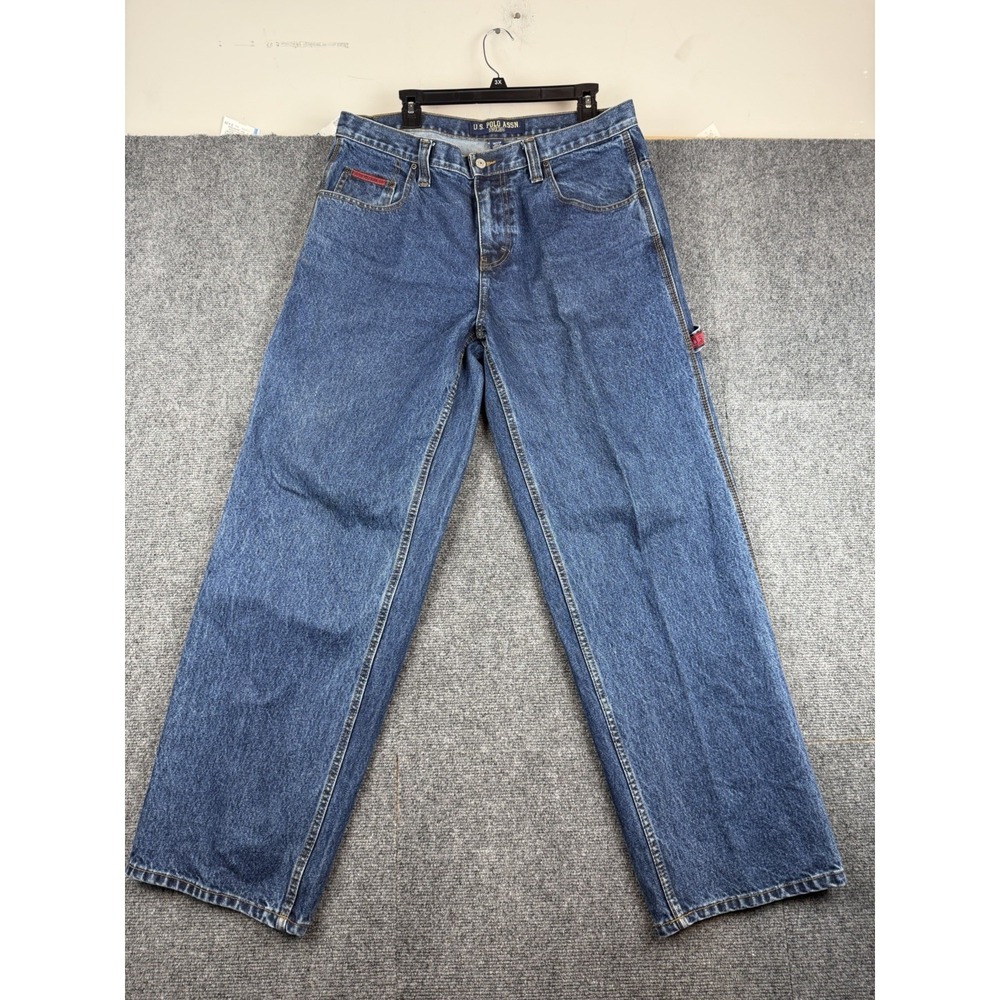 U.S. Polo Assn Vtg Y2K Carpenter Jeans Mens Size 36x32 Wide-leg Baggy skater - Picture 3 of 12